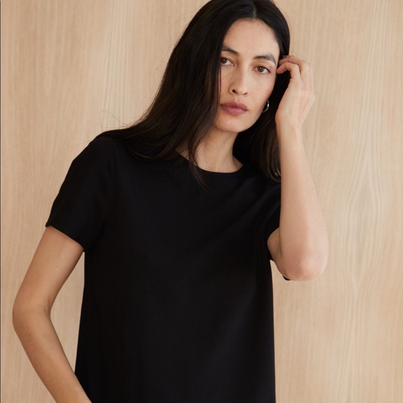 Black Stretch Crepe T-shirt (Crepe Jersey) - Picture 10 of 10